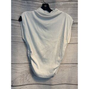 Michael Stars White Ribbed Sleeveless Turtleneck Top Size S